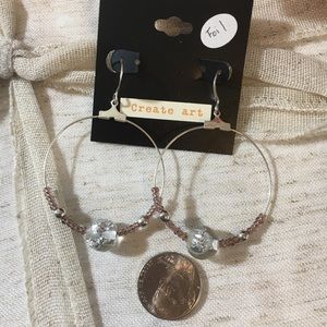 Jewelry - Foil Bead Large Hoop Dangle Earrings Jewelry - Foil Bead Large Hoop Dangle Earrings